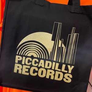 Piccadilly Records - Black Heavyweight Fair Trade Cotton Tote - Gold Print