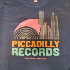 Piccadilly Records - Logo T-Shirt - Summer 22: Navy / Fruit Salad Mix