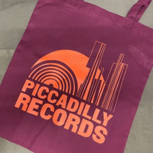 Image of Piccadilly Records - Burgundy Tote Bag - Orange Print