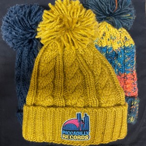 Image of Piccadilly Records - Mustard Cable Knit Bobble Hat