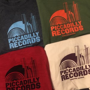 Image of Piccadilly Records - Logo T-Shirt - Summer 20: Dark Heather / Pale Blue